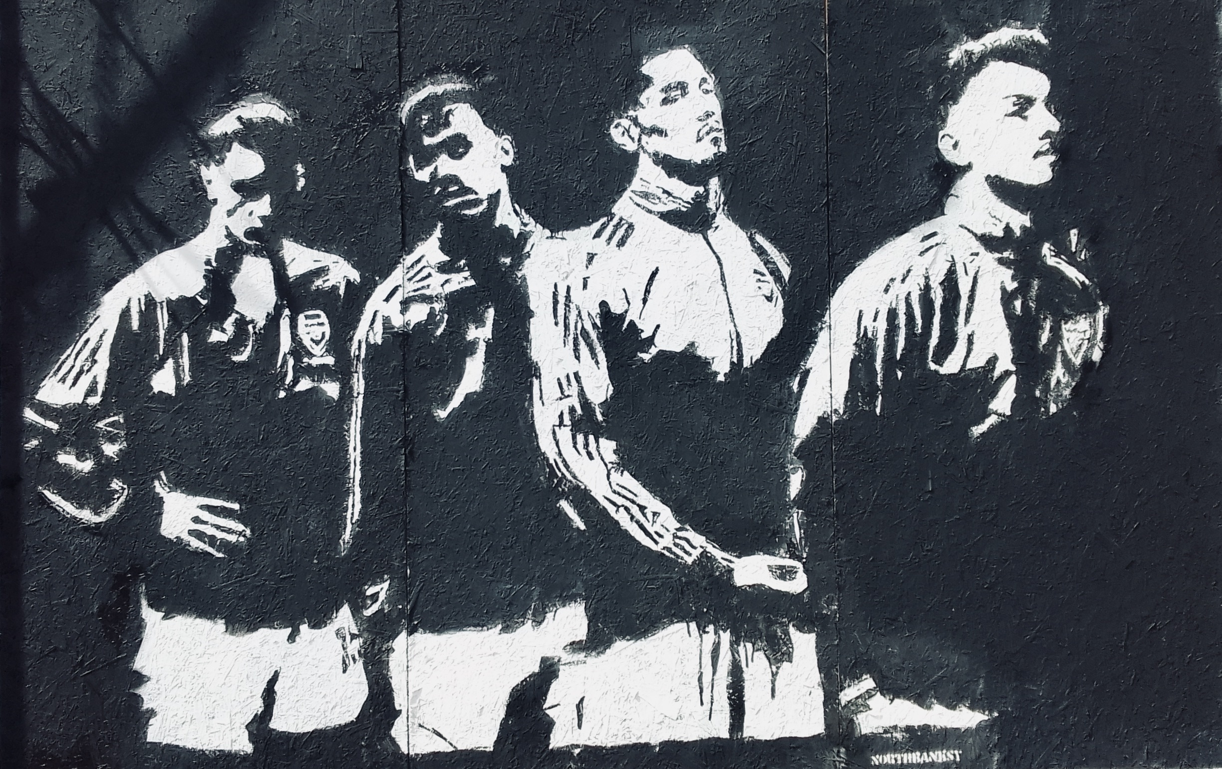 Northbanksy. (2024). [Mural] Photo Gordwin Odhiambo. Blackstock Road, Islington. Arsenal's deffense line has been instrumental in treading the Premier League Table
